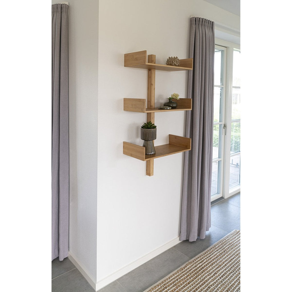 Étagère Murale Villa - Bambou Naturel, 50x25x102 cm