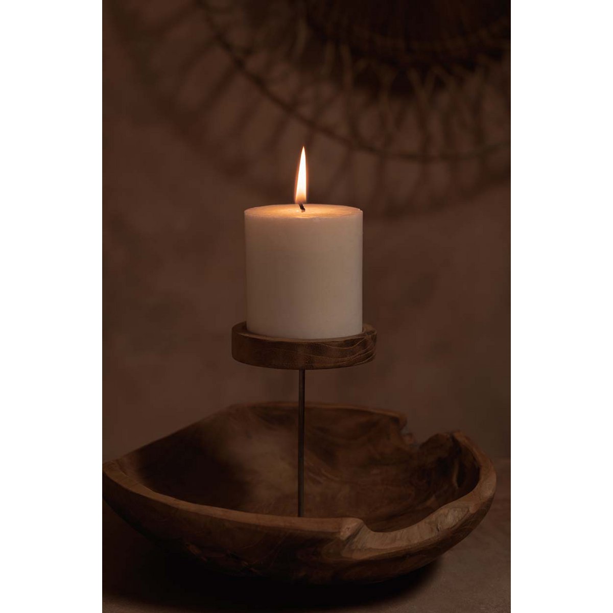 Bougeoir en bois naturel forme assiette – Naturel | Bazar Bizar