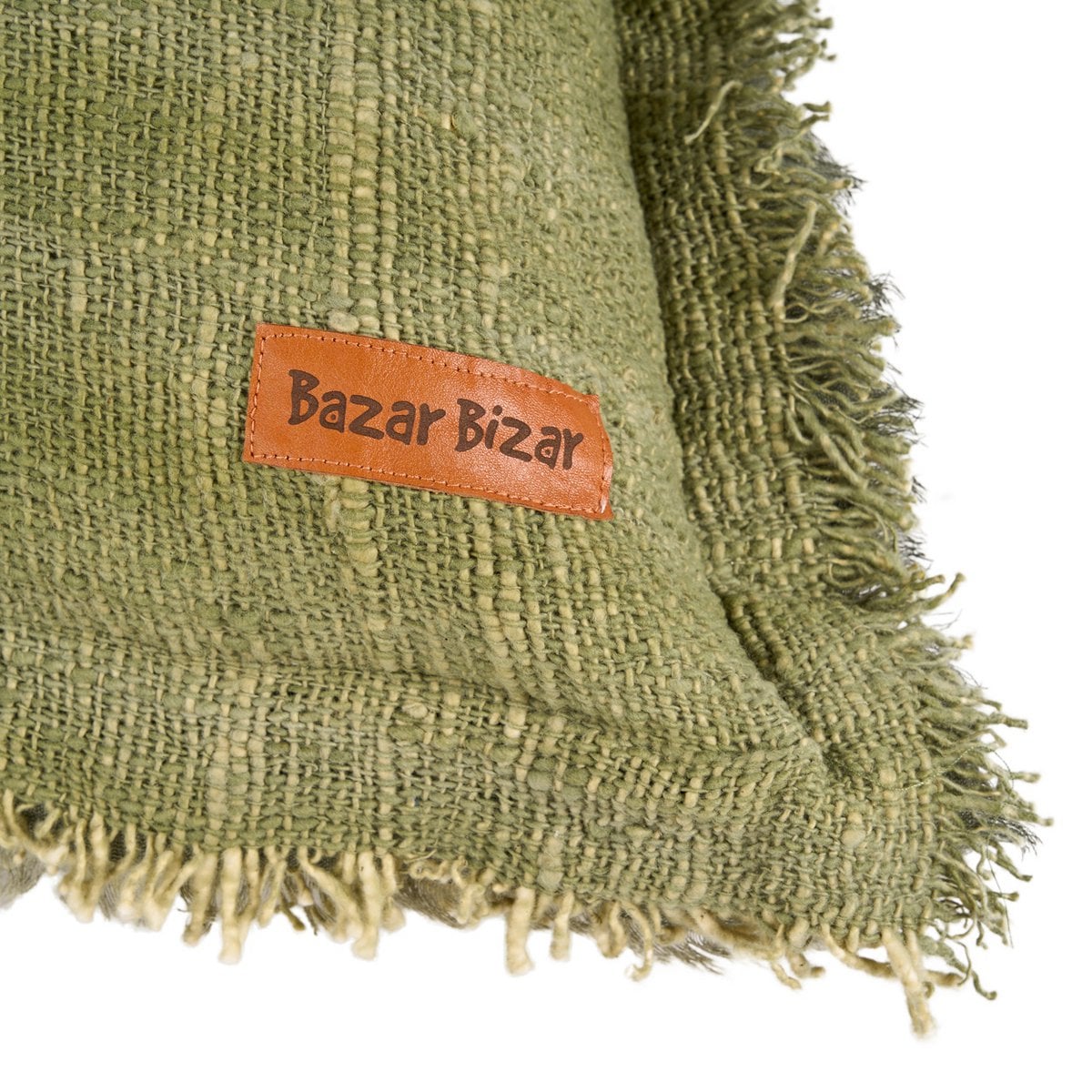 Housse de coussin à franges Jungle Fringe – Vert – 50×50cm | Bazar Bizar