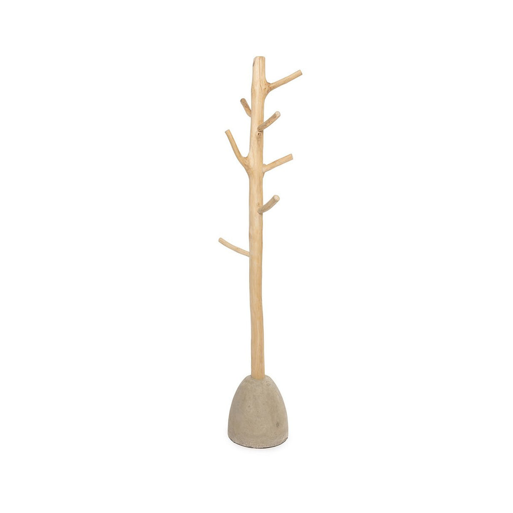 Porte-manteau en béton et teck – Naturel | Bazar Bizar