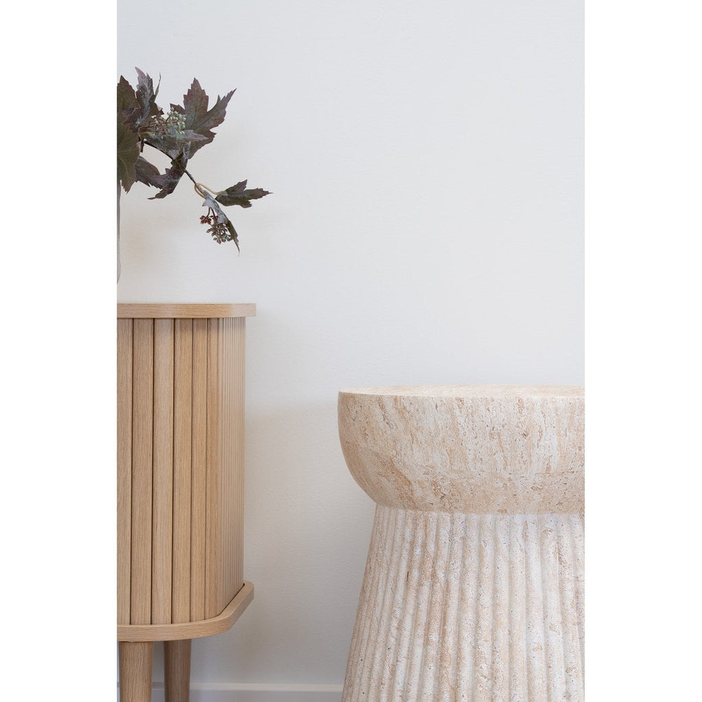 Table d'Appoint Bonn Rainurée - Fiberclay Naturel, Ø37x43 cm