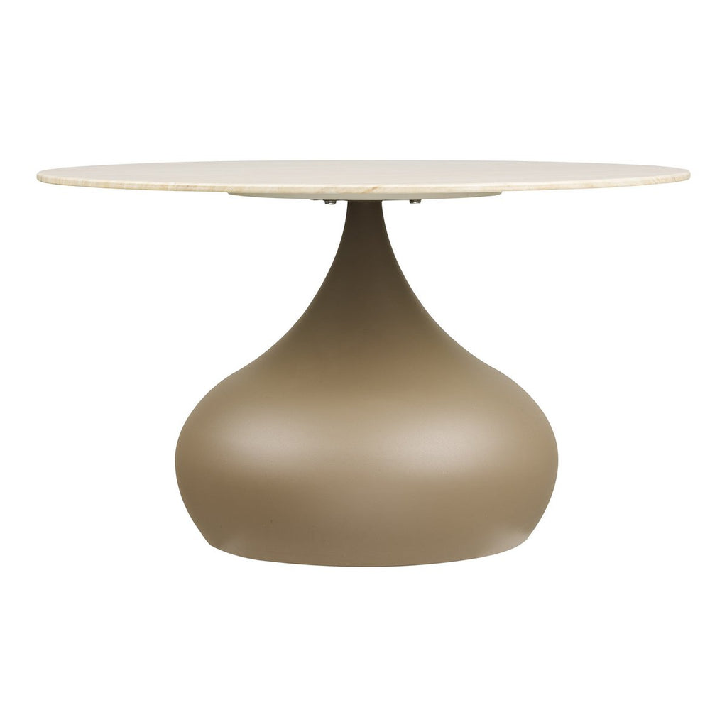 Table basse Pienza kaki en métal et verre trempé – Ø 70 × 42 cm