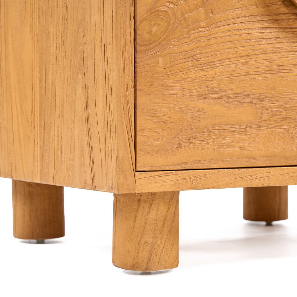 Table de nuit en teck massif Eclipse – Naturel – 2 tiroirs | Bazar Bizar