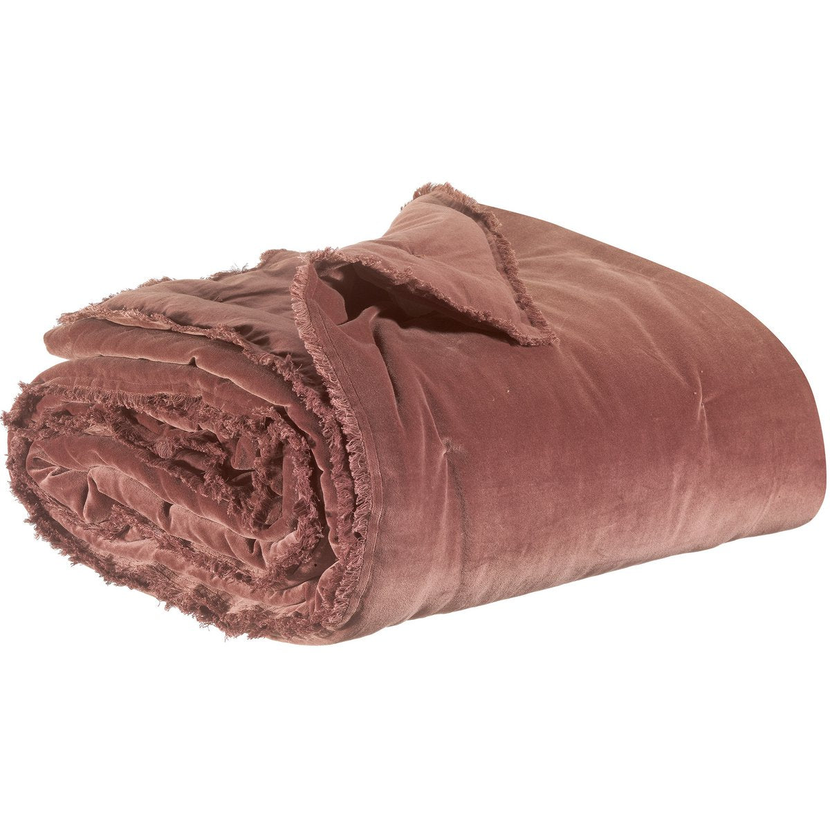 Jeté de lit Fara Café en velours de coton 260 × 260 cm