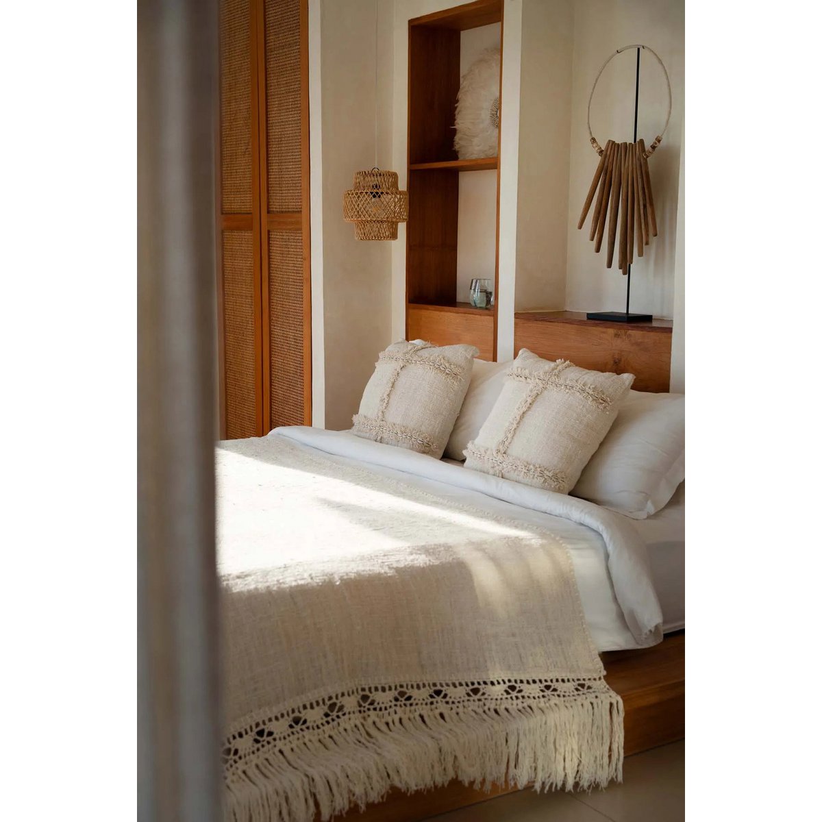 Housse de coussin en coton Nomade – Naturel – 50×50cm | Bazar Bizar