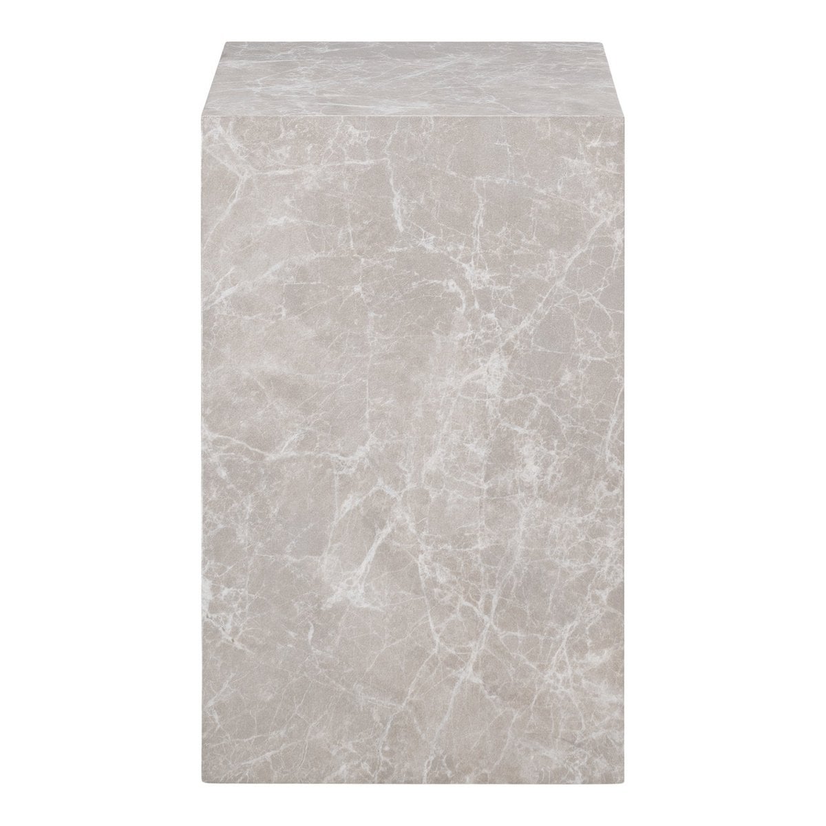 Table d'Appoint Prague - Aspect Marbre Beige & Bois, 30x30x50 cm