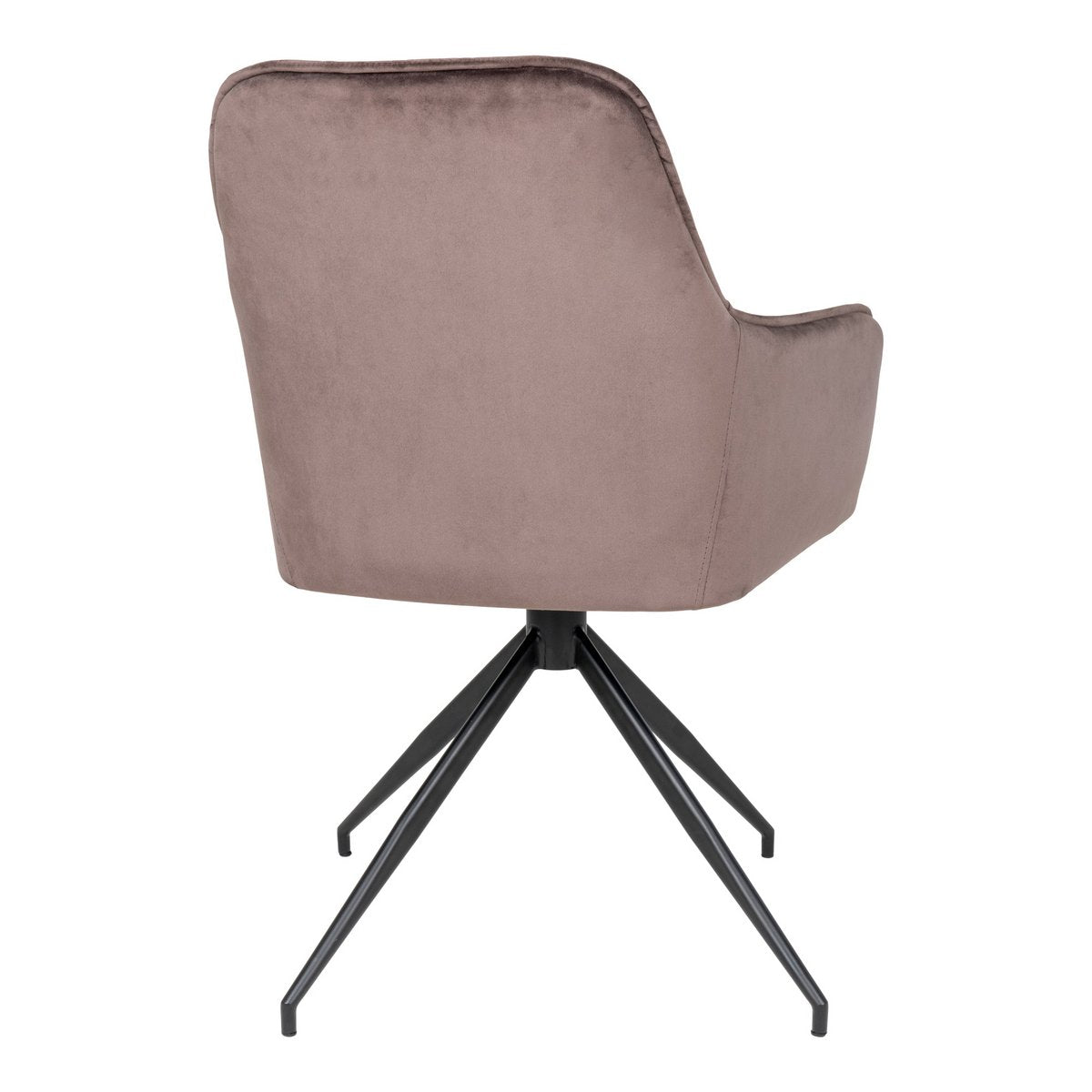 Chaise de salle à manger pivotante Harbo - Brun clair, velours, pieds en métal noir