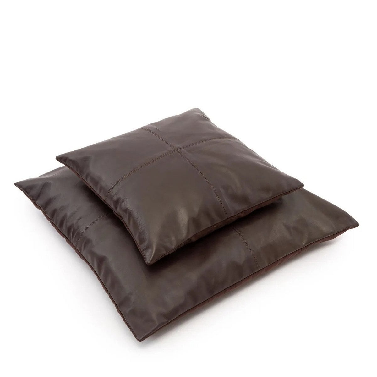 La Housse de Coussin en Cuir à Quatre Panneaux - Choco - 60x60