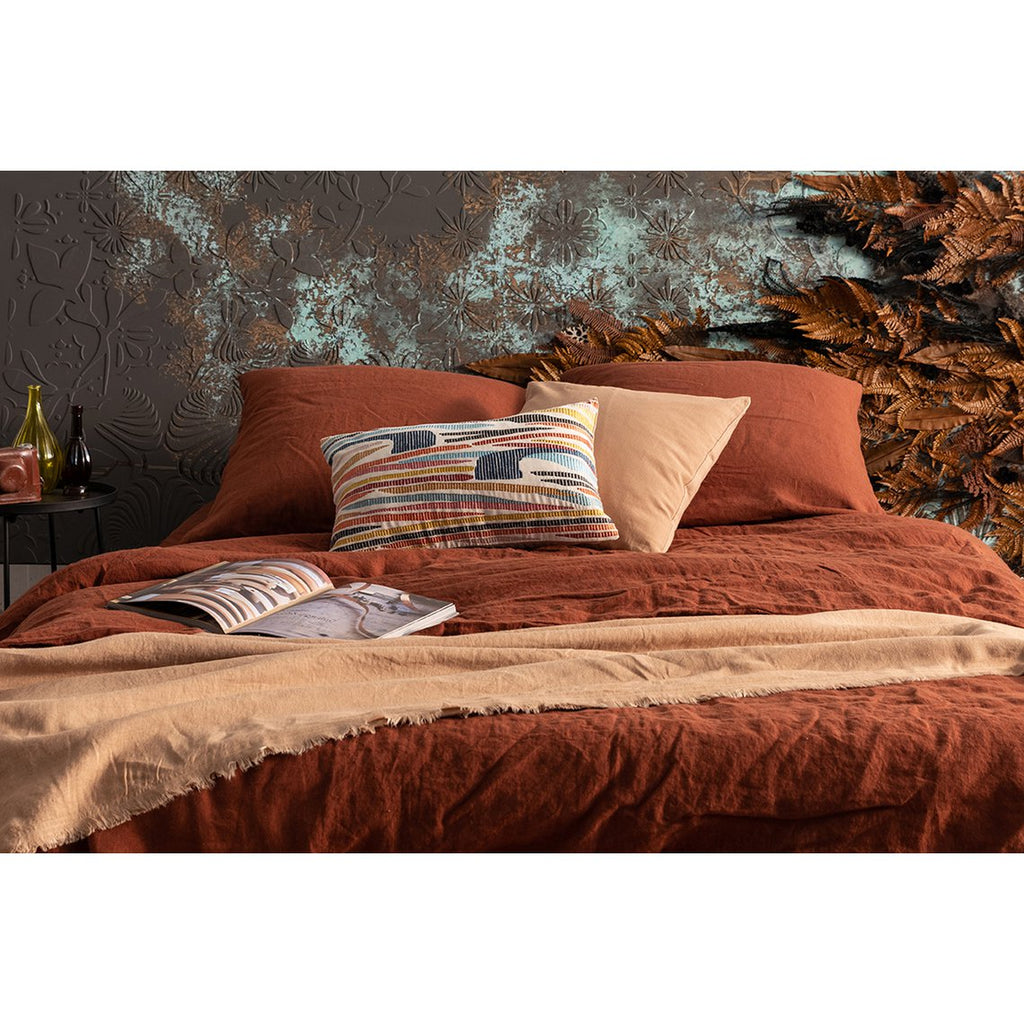 Taie d’oreiller Zeff Caramel en lin stonewashed 50 × 75 cm