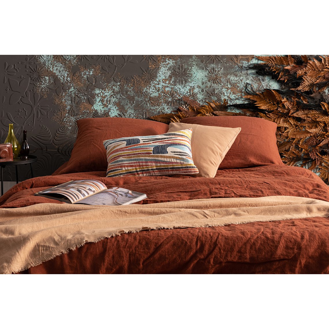 Taie d’oreiller Zeff Caramel en lin stonewashed 50 × 75 cm