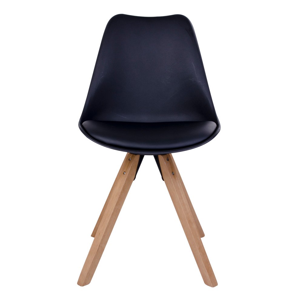 Chaise de salle à manger Bergen – Cuir PU noir & bois (lot de 2)