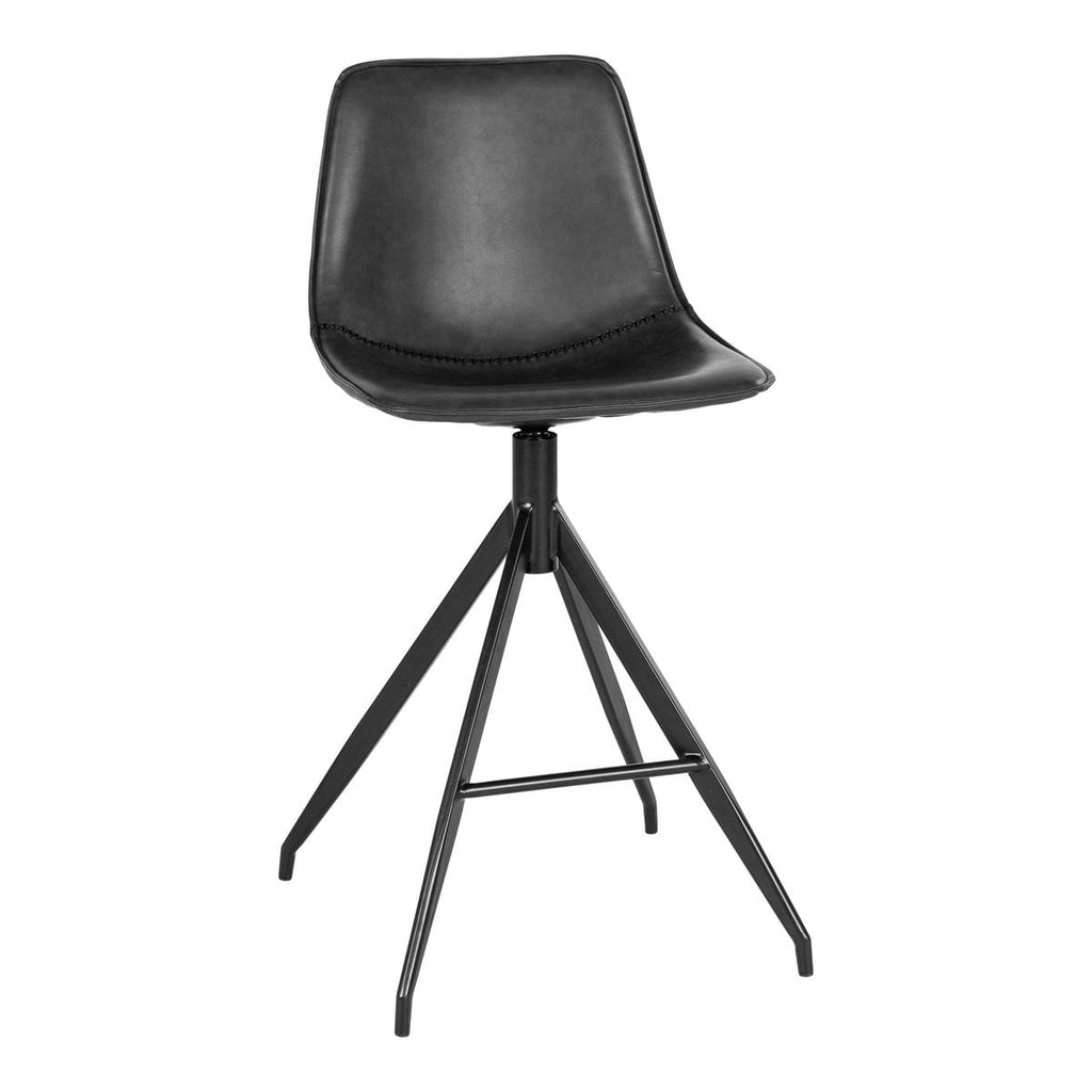 Chaise de Comptoir Monaco - Noir, PU, Pieds Métal Noir, 51x44x96cm - lot de 2