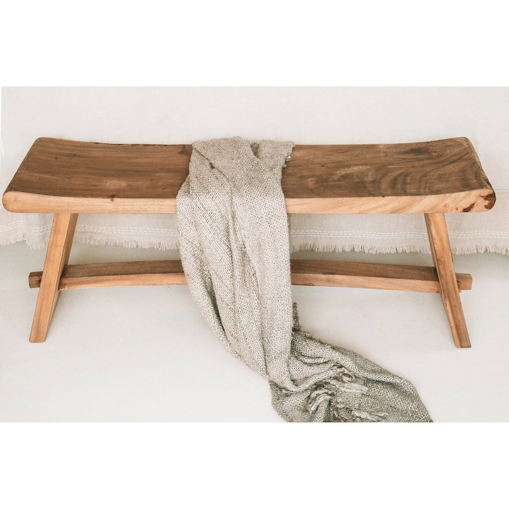 Banc en bois massif Suar – Naturel – 120cm | Bazar Bizar
