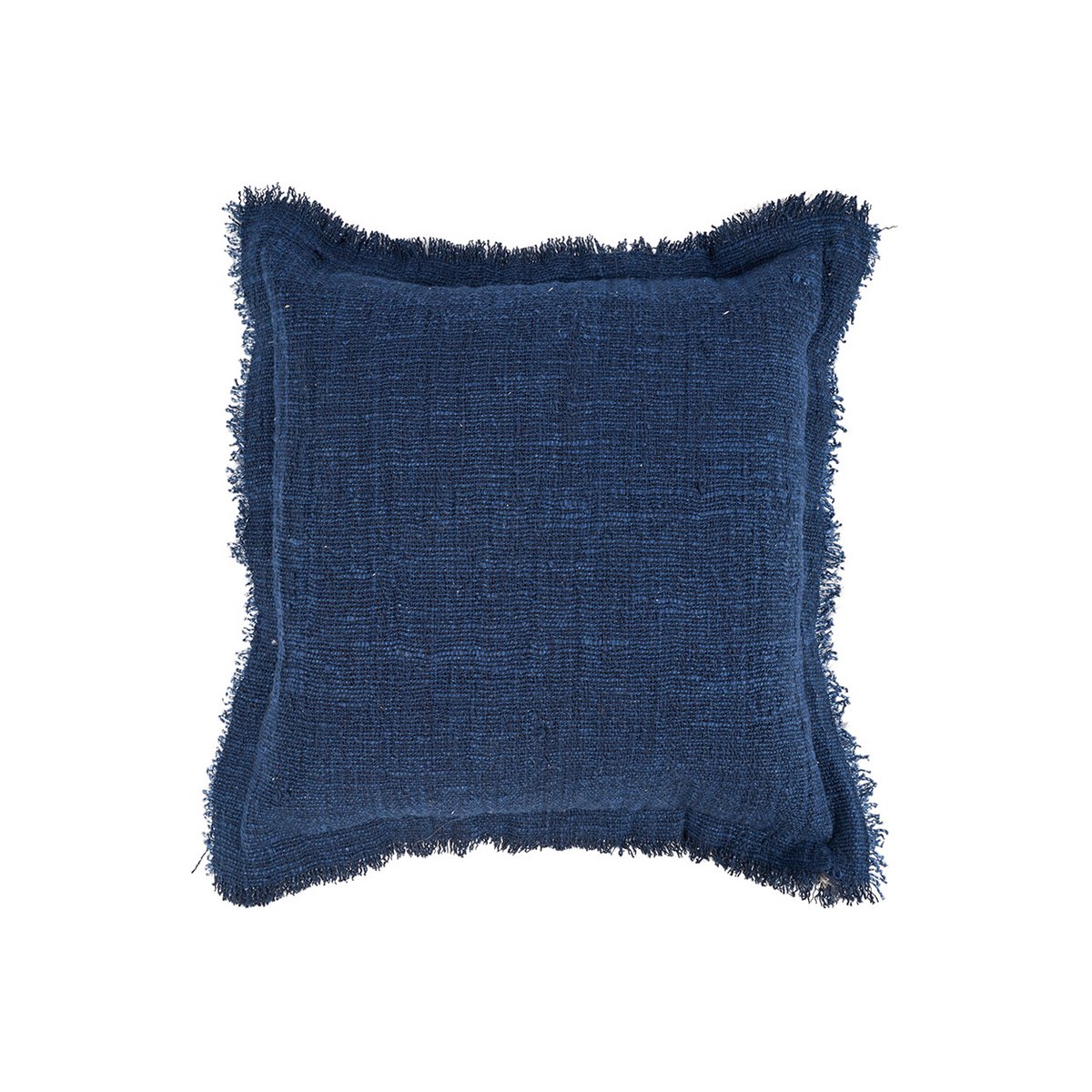 Housse de coussin à franges Azure Fringe – Bleu Indien – 50×50cm | Bazar Bizar