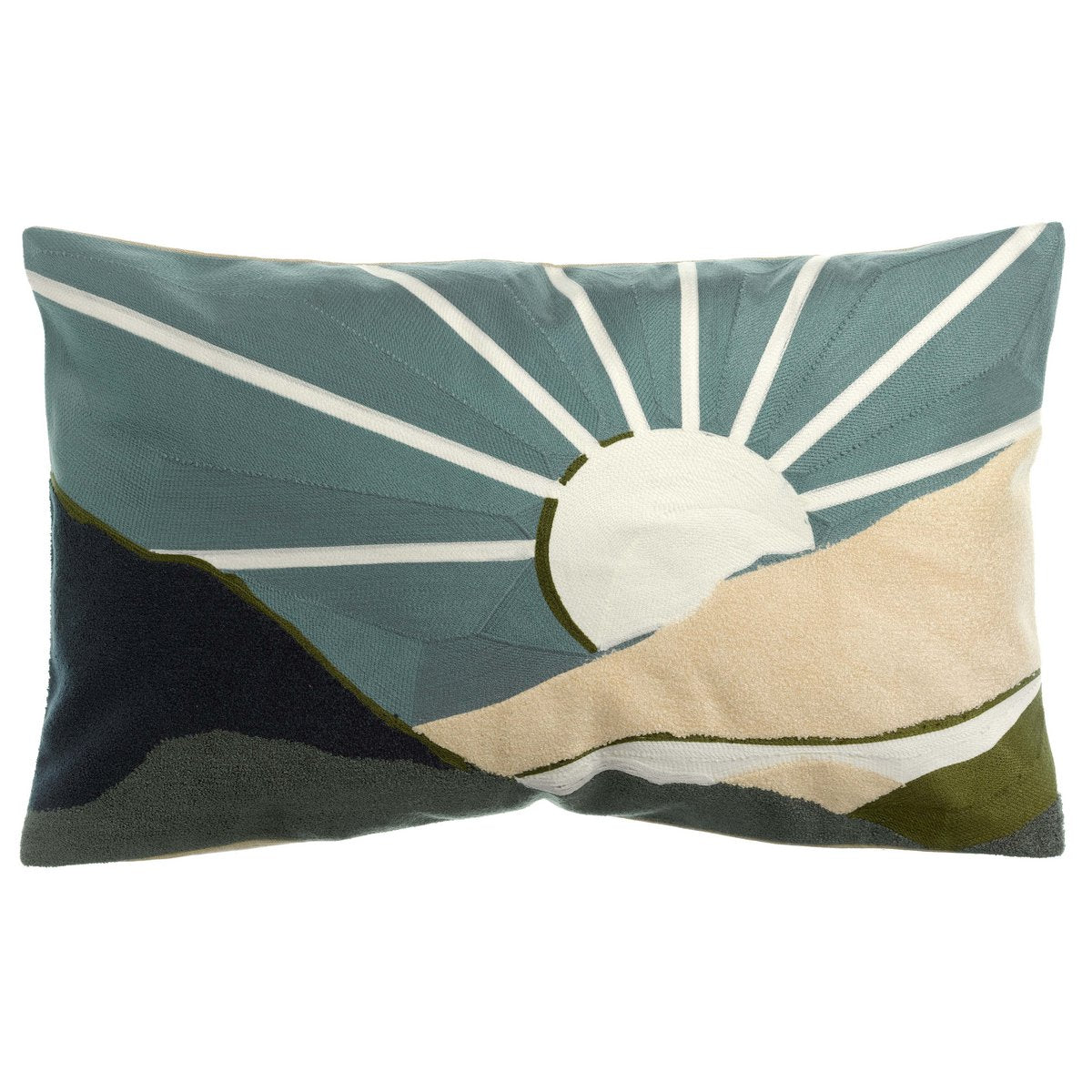 Coussin brodé Elie Vert de gris 40 x 65