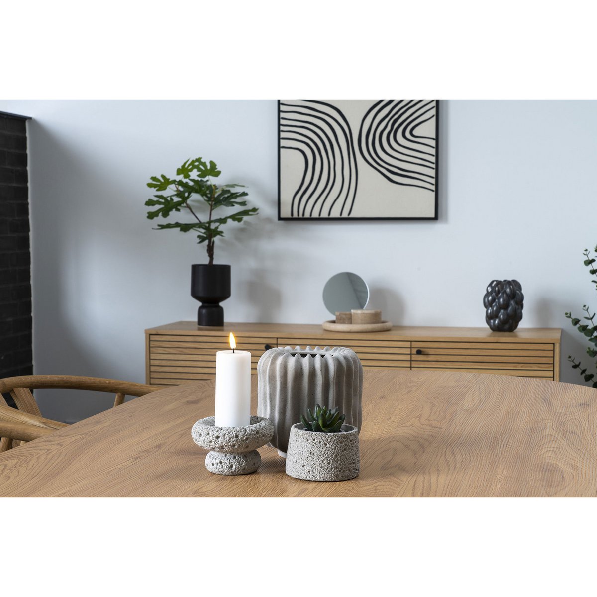 Bougeoirs en ciment – Gris (lot de 2)