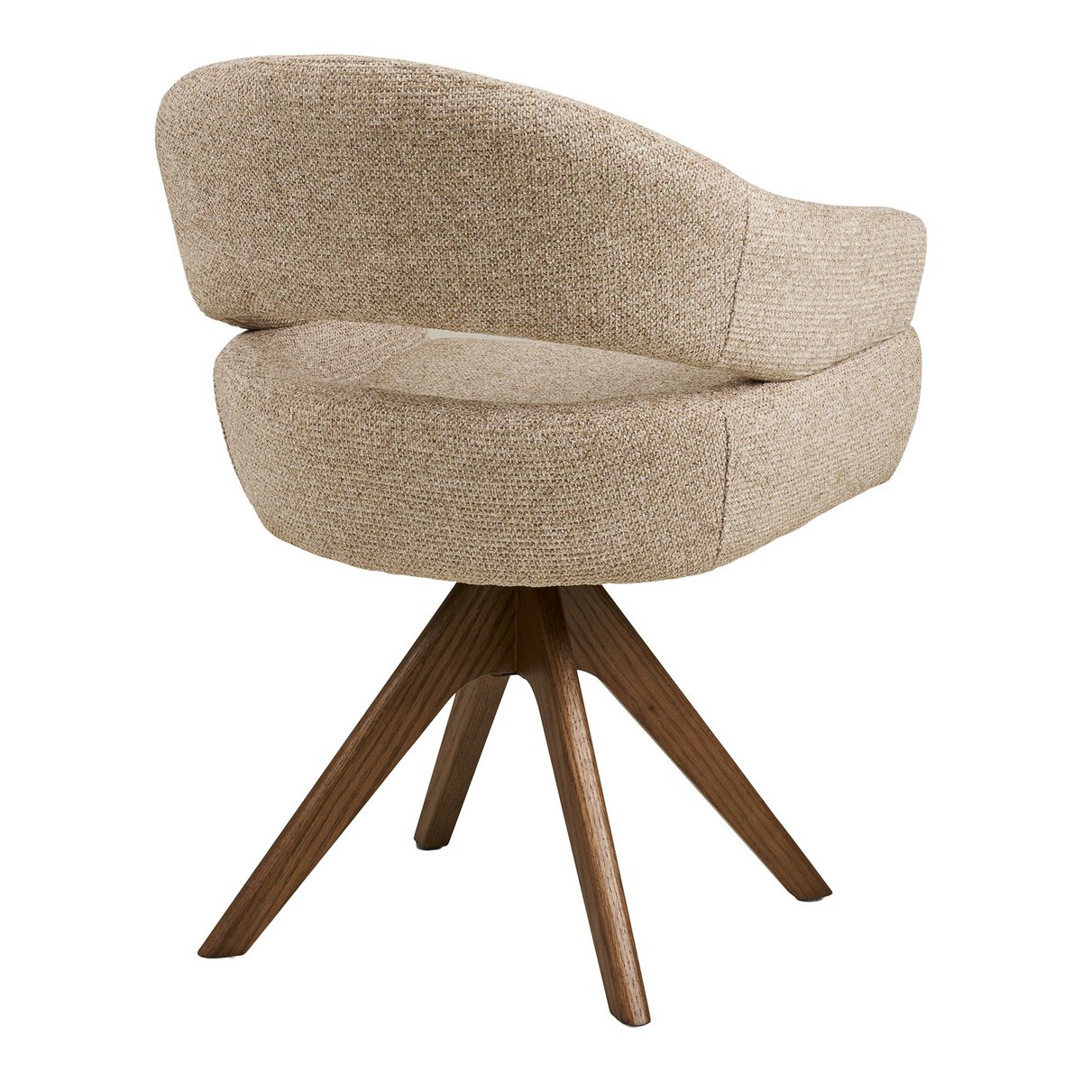 Chaise de Salle à Manger Dover - Tissu Sable Chiné & Pieds Chêne Brun Pivotants