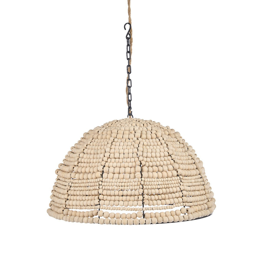 Suspension dôme en perles de bois – Naturel | Bazar Bizar