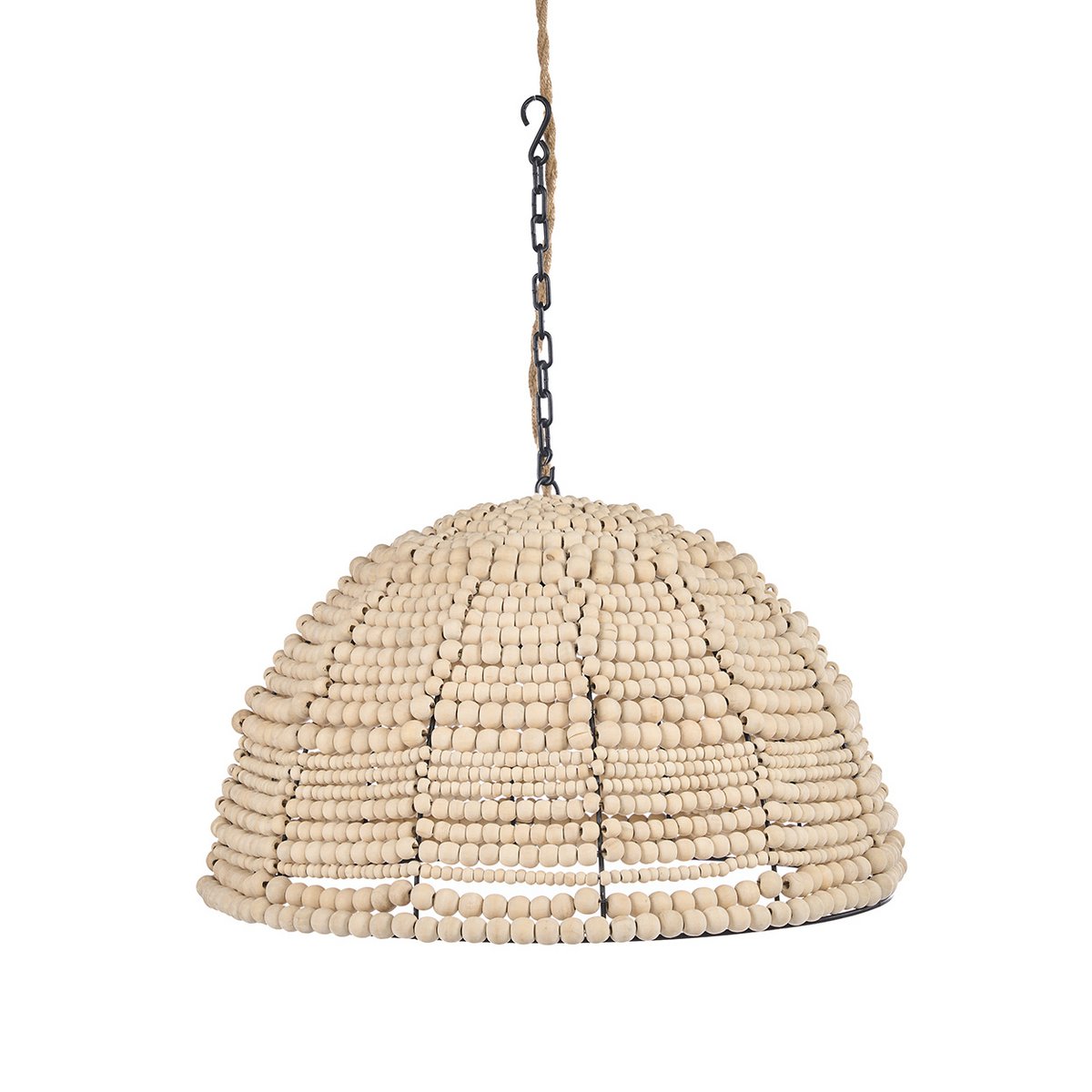 Suspension dôme en perles de bois – Naturel | Bazar Bizar