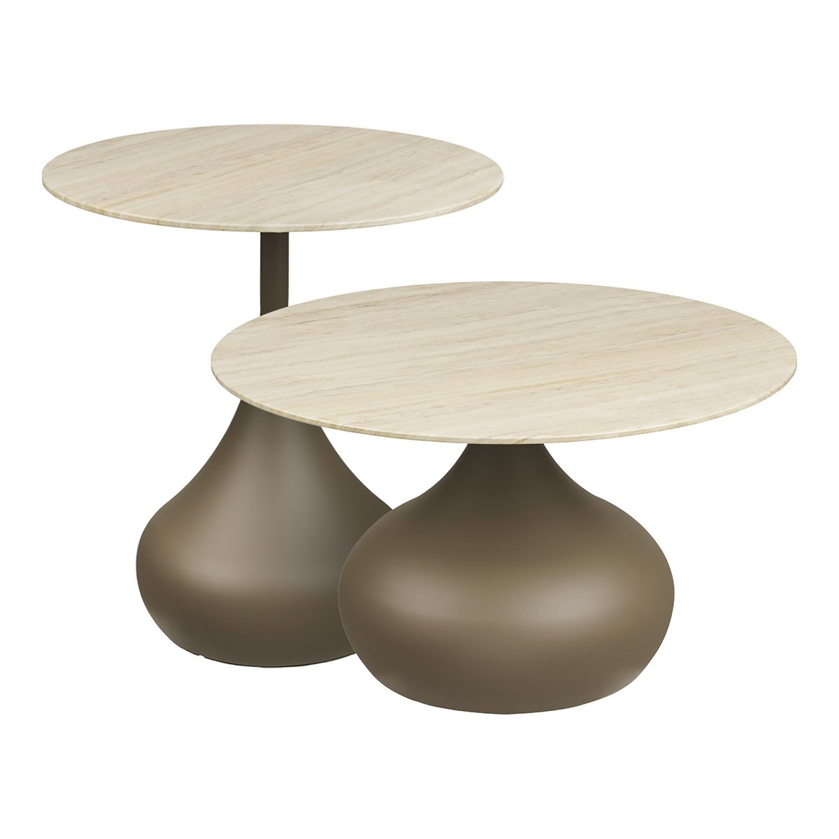 Table basse Pienza kaki en métal et verre trempé – Ø 70 × 42 cm