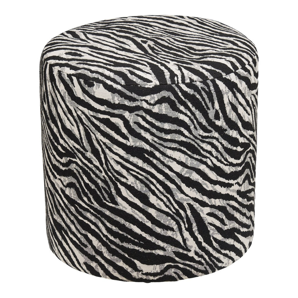 Pouf Kimberley en jacquard noir et blanc – Ø 40 × 40 cm