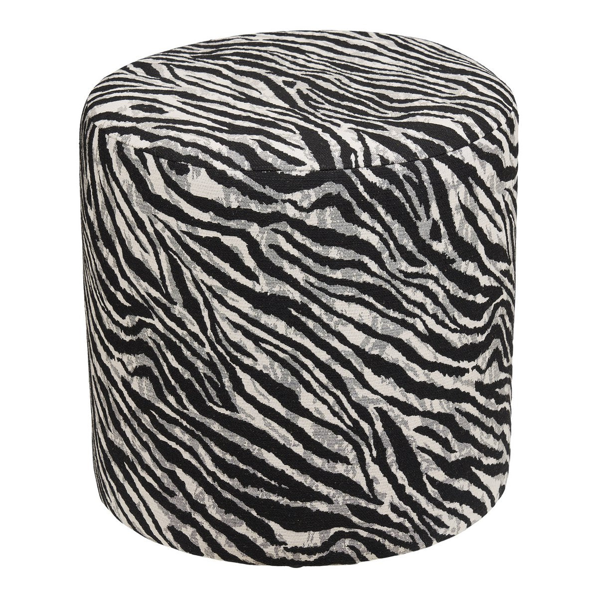 Pouf Kimberley en jacquard noir et blanc – Ø 40 × 40 cm