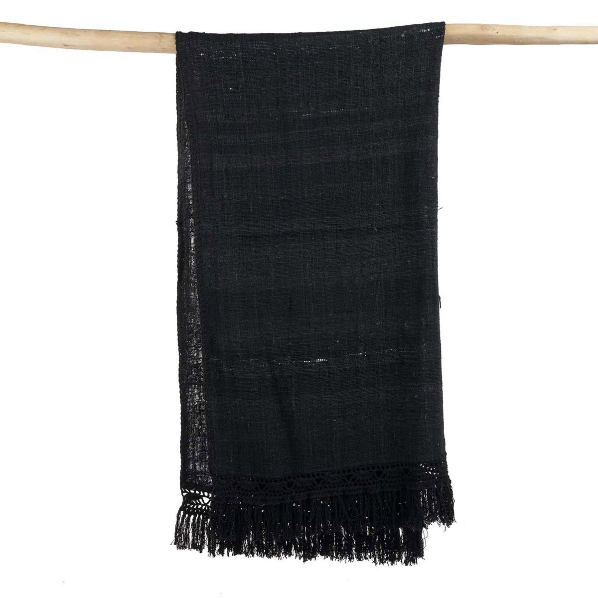 Jeté de lit Gypsy Noir en coton 122 × 260 cm