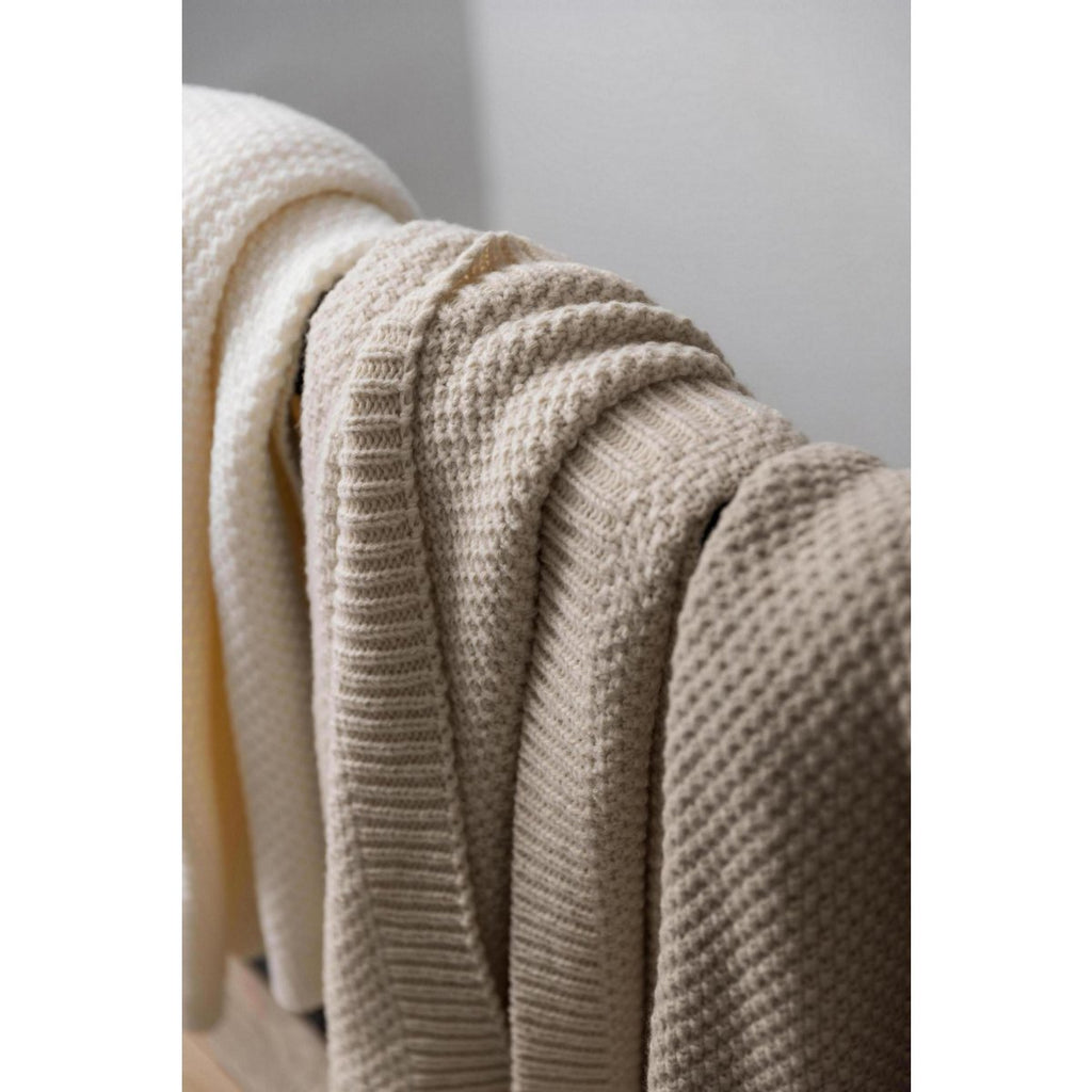 Plaid tricot recyclé Danilo Naturel 130 × 160 cm