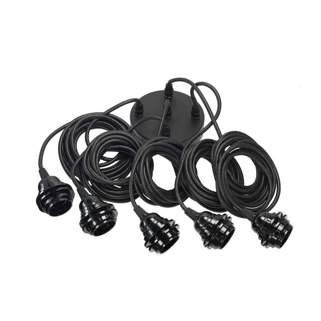 Plafonnier en grappe 5 cordons – Noir | Bazar Bizar