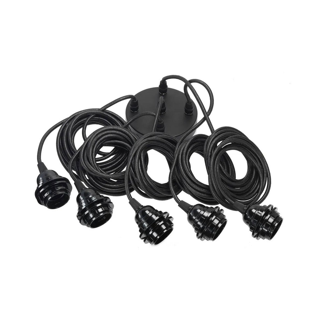 Plafonnier en grappe 5 cordons – Noir | Bazar Bizar