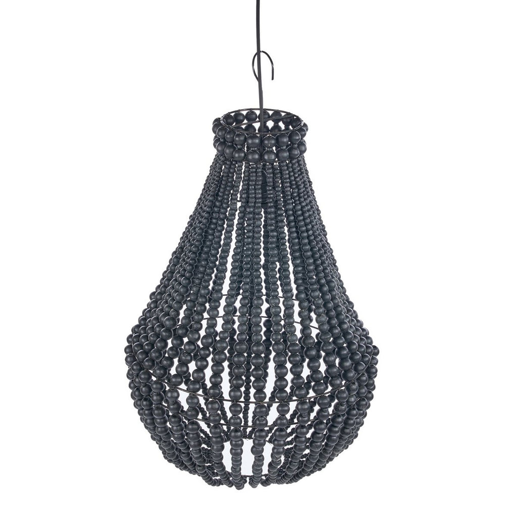 Lustre en perles de bois Teardrop – Noir – M | Bazar Bizar
