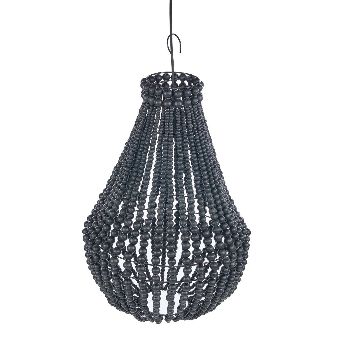 Lustre en perles de bois Teardrop – Noir – M | Bazar Bizar