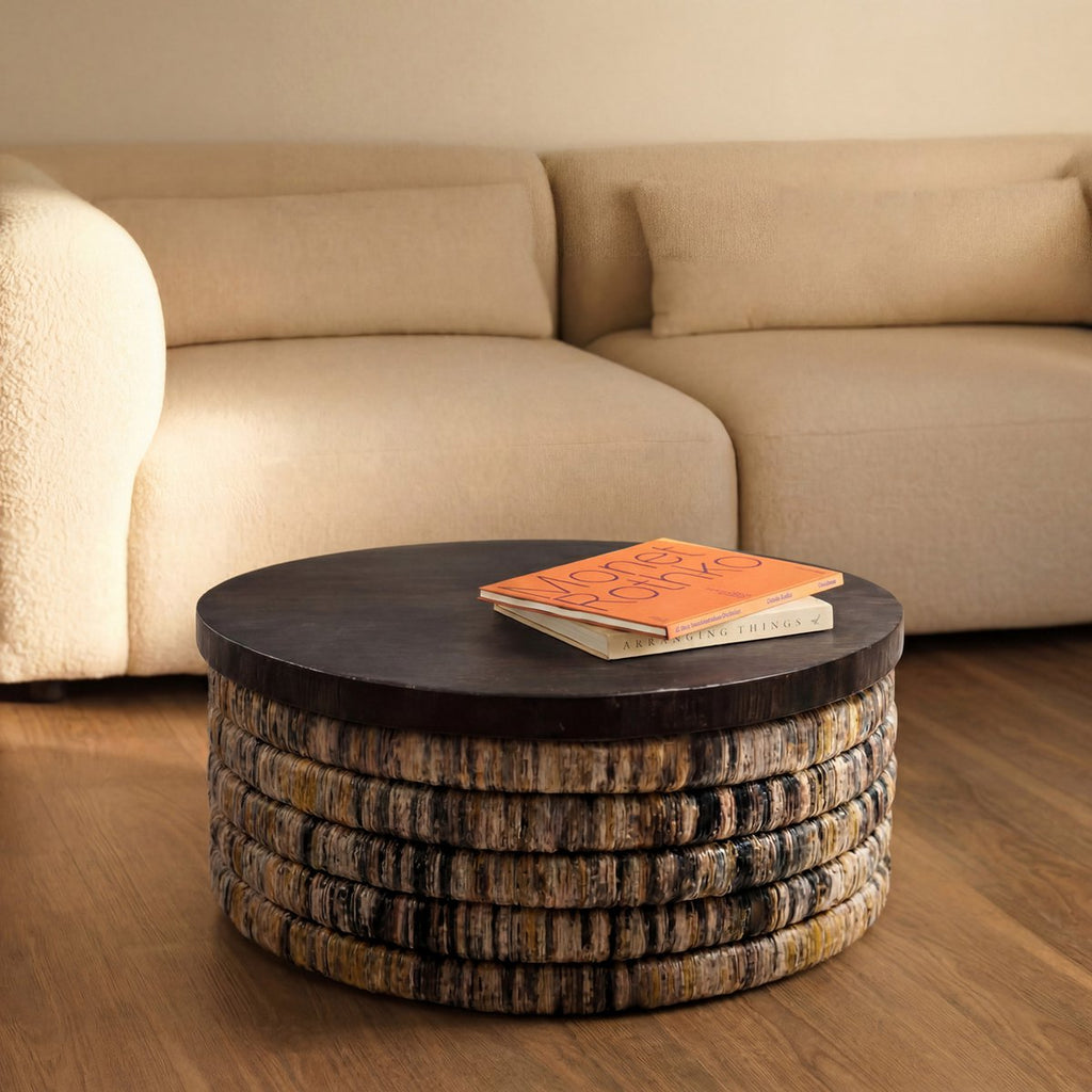 Table basse Magani ronde en gris délavé Banana