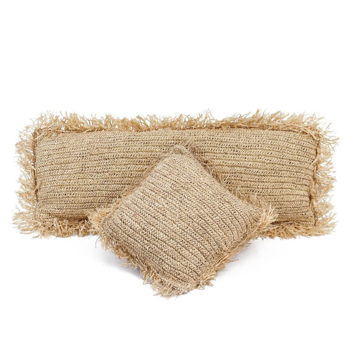 Housse de coussin traversin en raphia – Naturel – 35×100cm | Bazar Bizar