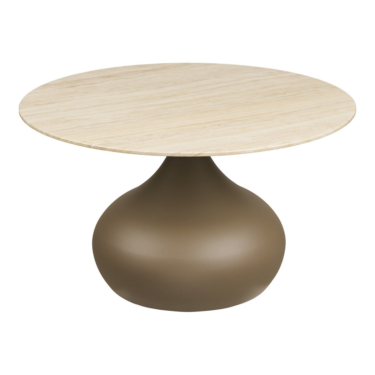 Table basse Pienza kaki en métal et verre trempé – Ø 70 × 42 cm