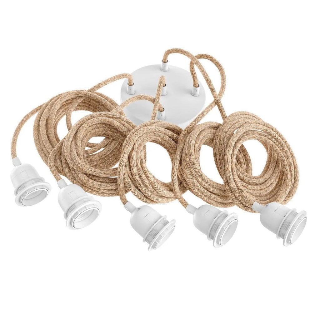 Plafonnier en grappe 5 cordons – Blanc Naturel | Bazar Bizar