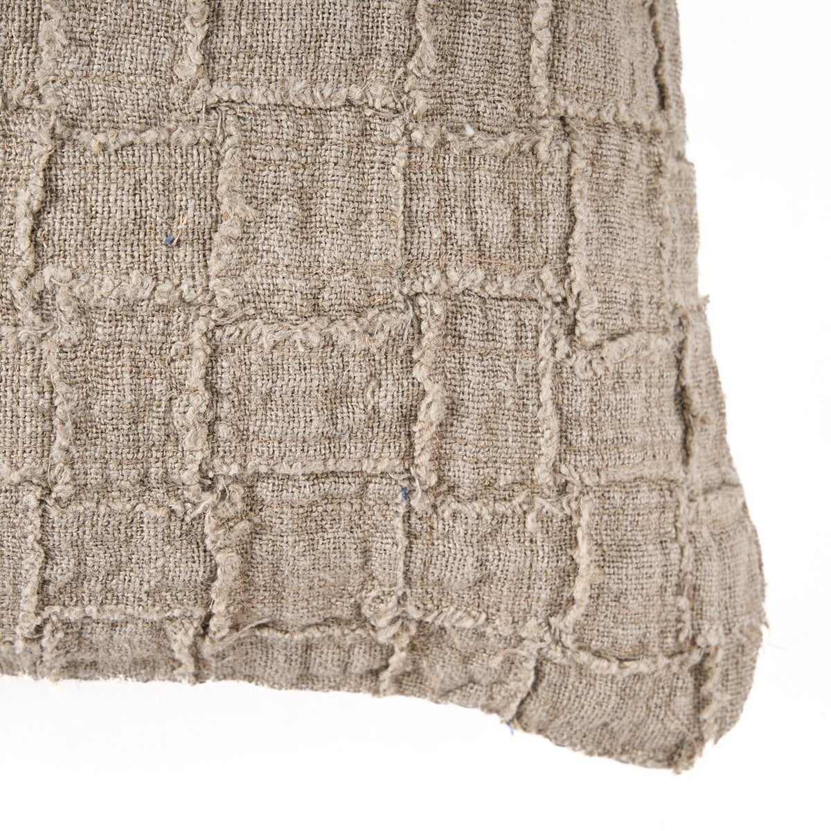 Housse de coussin en lin motif damier – Naturel – 50×50cm | Bazar Bizar