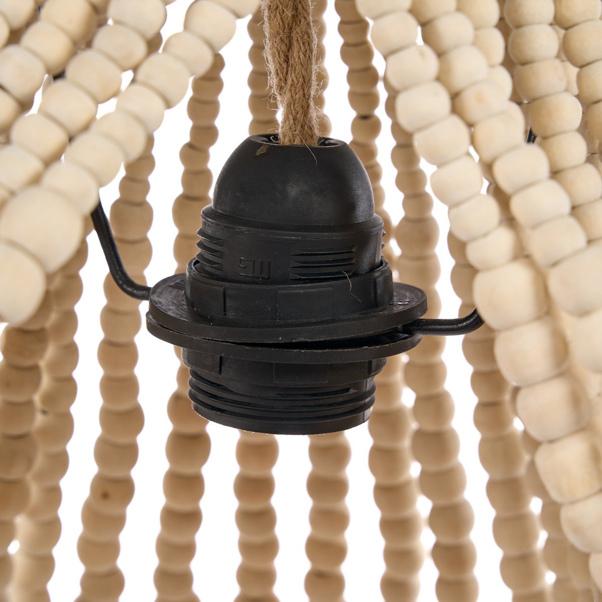 Lustre en perles de bois forme larme – Naturel – M | Bazar Bizar