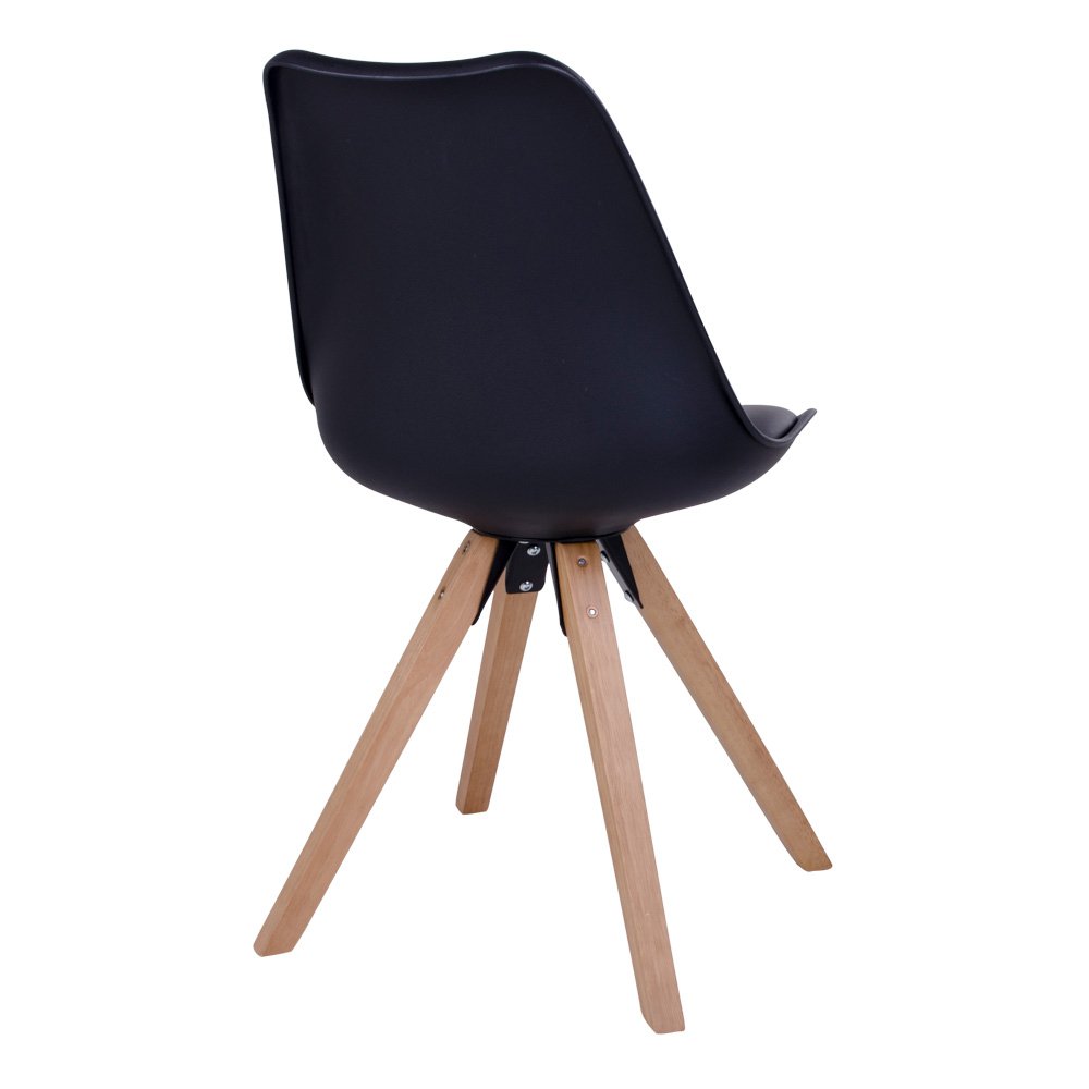 Chaise de salle à manger Bergen – Cuir PU noir & bois (lot de 2)