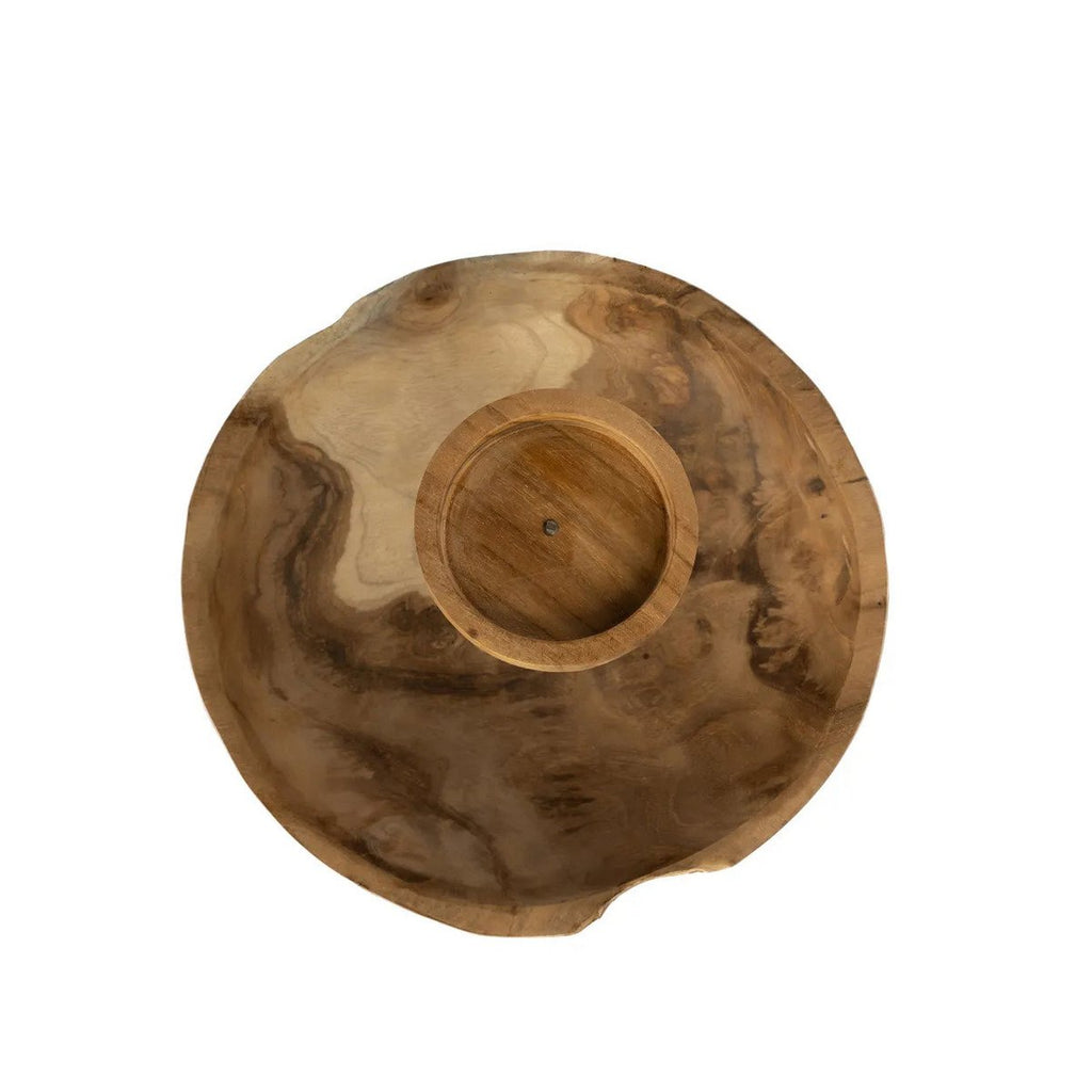 Bougeoir en bois naturel forme assiette – Naturel | Bazar Bizar