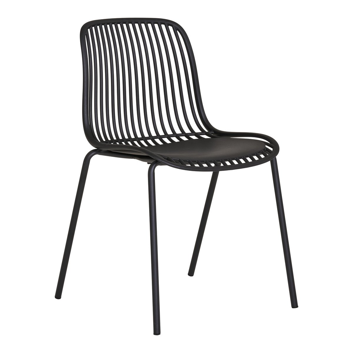 Chaise de jardin Branson – PP noir empilable (lot de 4)