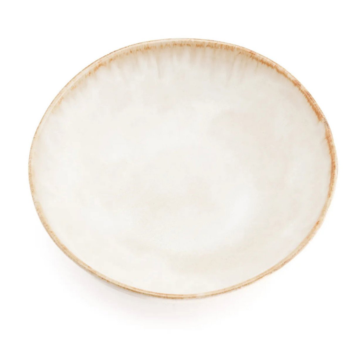 Assiette à pâtes en grès Cascais – Blanc Bord Terre Brûlée | Bazar Bizar