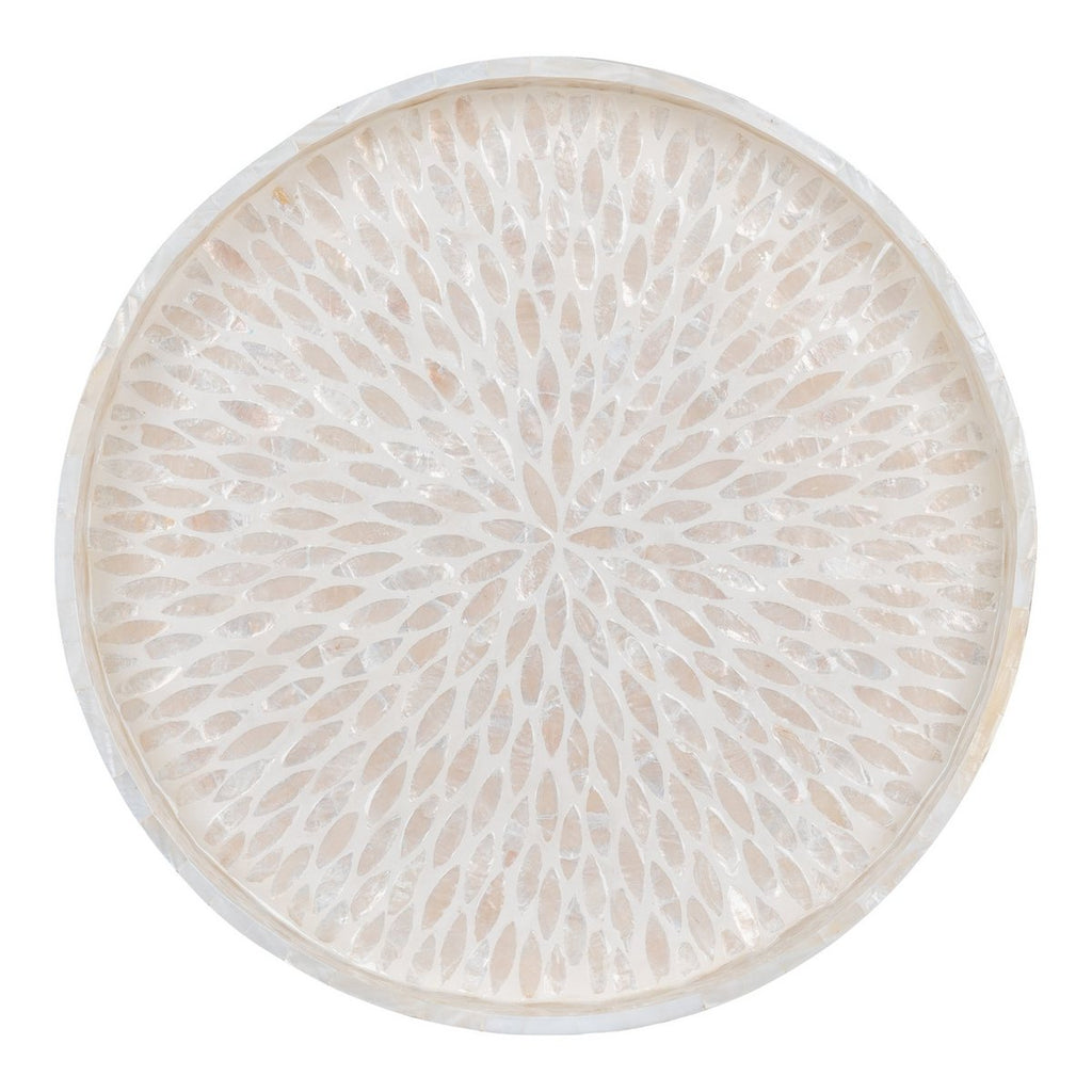 Plateau Carré Bambou et Nacre Capiz Beige 40 x 40 cm