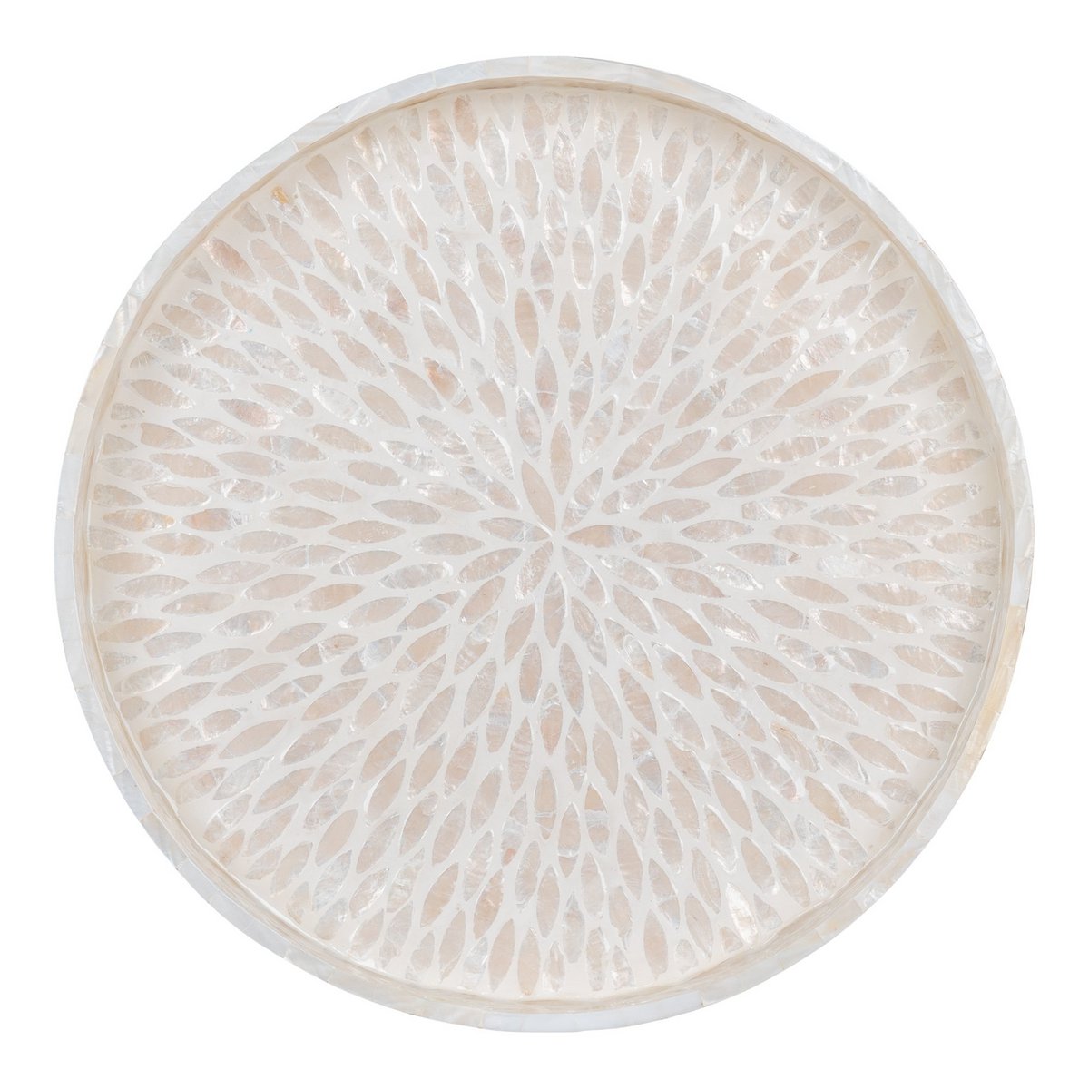 Plateau Carré Bambou et Nacre Capiz Beige 40 x 40 cm