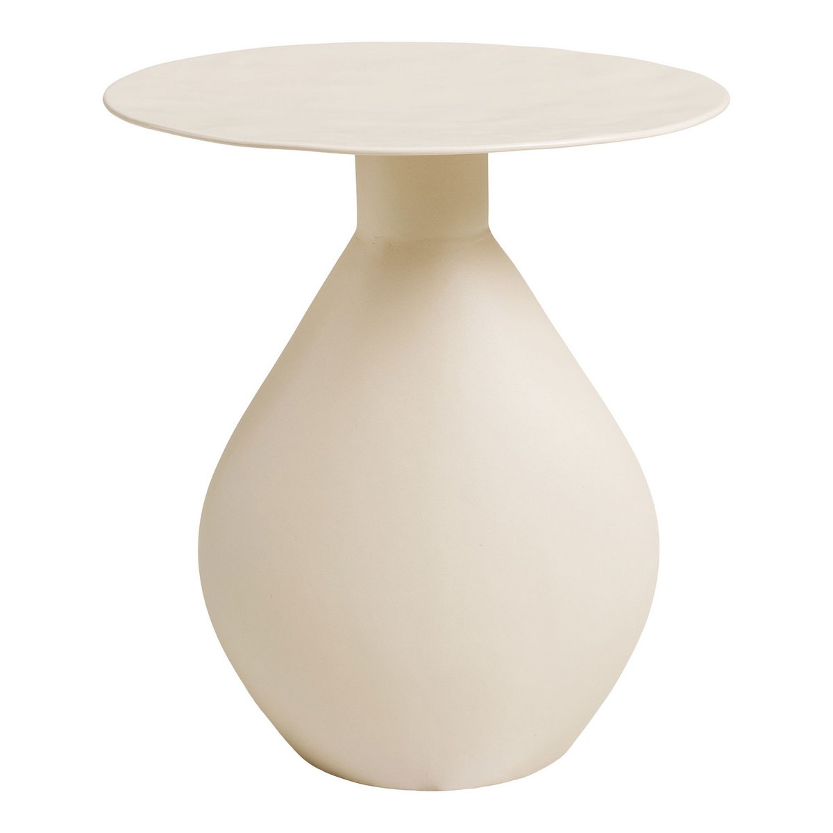 Table d'Appoint Calais - Métal Émaillé Blanc Cassé, Ø36x40 cm