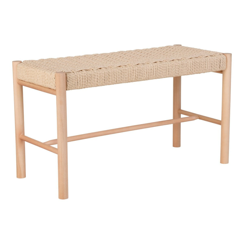 Banc Abano - Naturel, Bois de Peuplier, Corde de Papier, 35x80x45cm