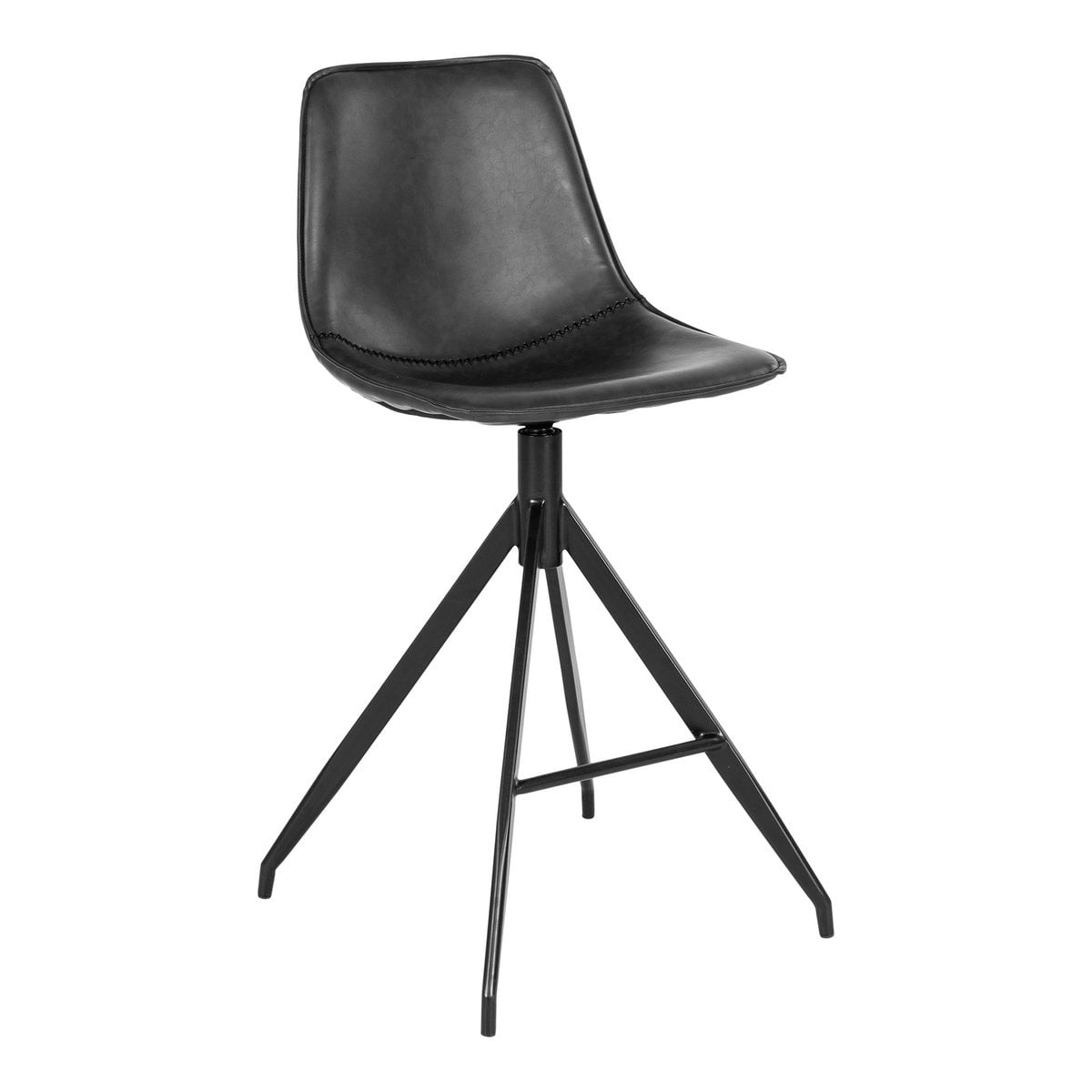 Chaise de Comptoir Monaco - Noir, PU, Pieds Métal Noir, 51x44x96cm - lot de 2