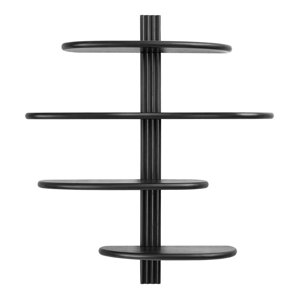 Étagère murale Aliano chêne et noir – 80 × 17,5 × 88 cm