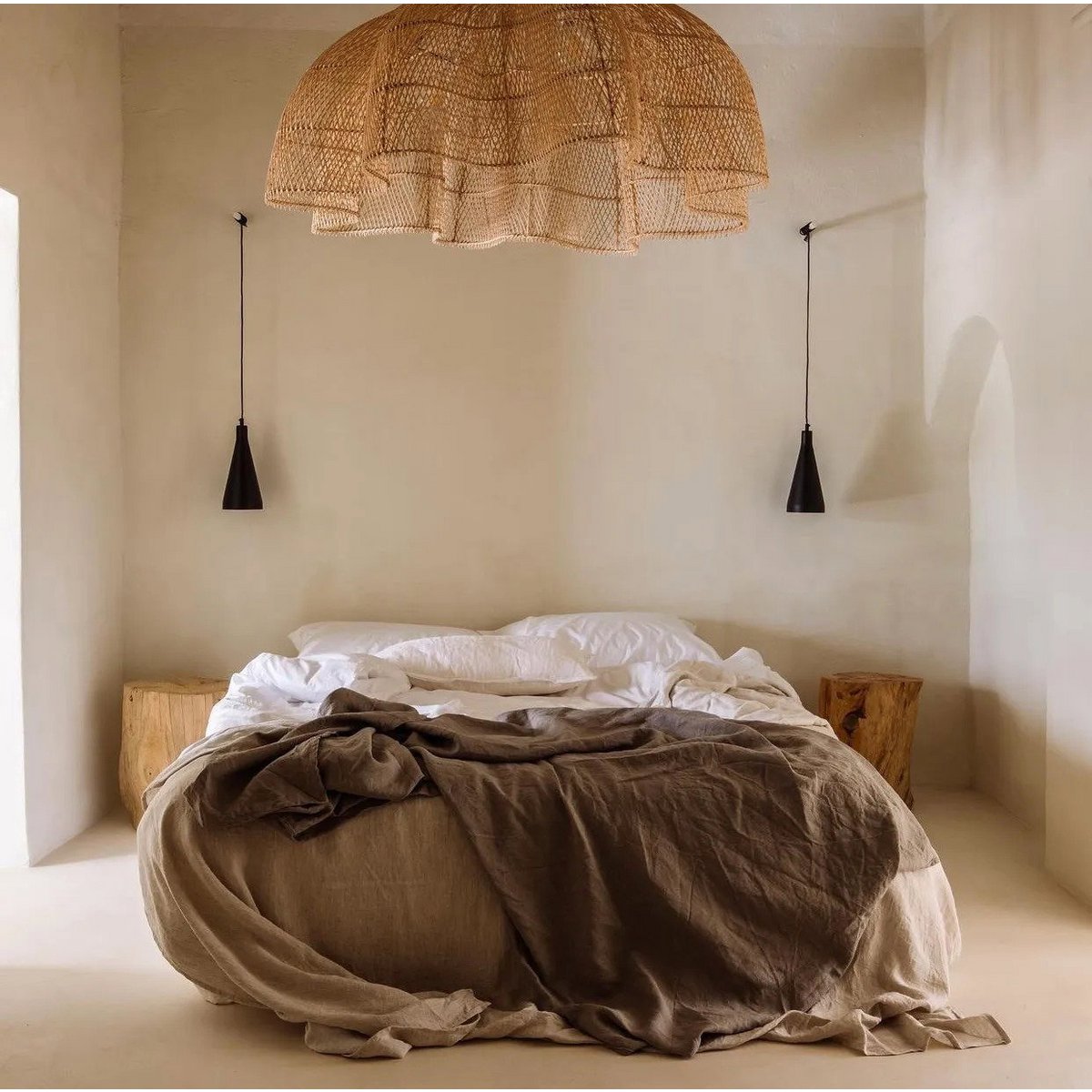 Abat-jour suspendu XXL en rotin naturel 138 cm
