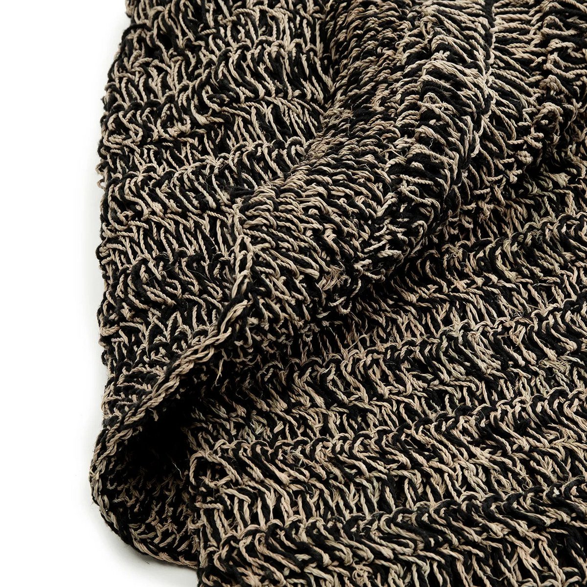 Tapis rond en jonc de mer Seagrass – Noir Naturel – Ø200cm | Bazar Bizar